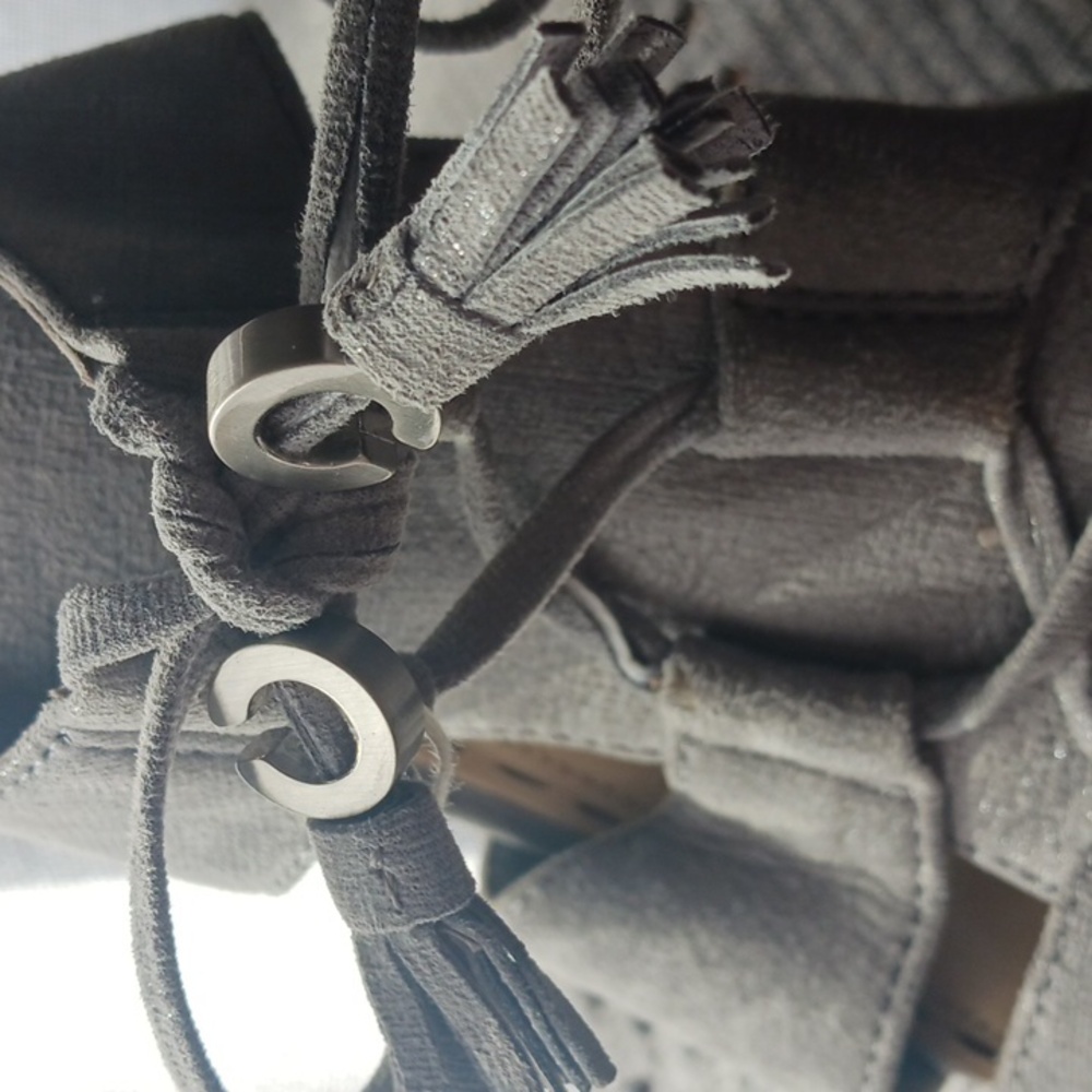 Coach Teagan Chic Gray Suede Lace Up Platform San… - image 2